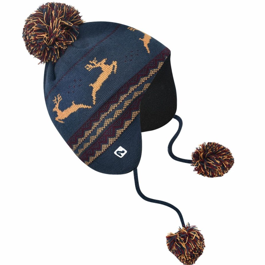 Hats Flylow | Flylow Mason Boys Beanie Hats Navy/Wine/Gold