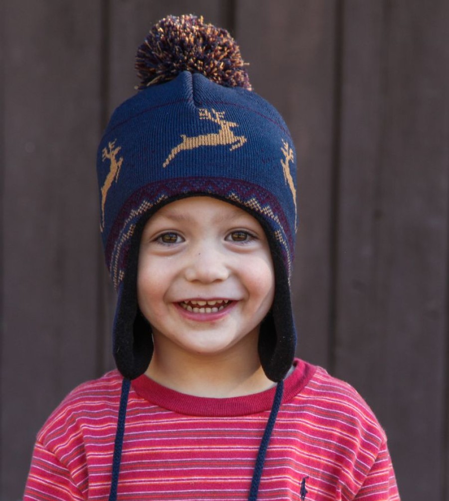 Hats Flylow | Flylow Mason Boys Beanie Hats Navy/Wine/Gold